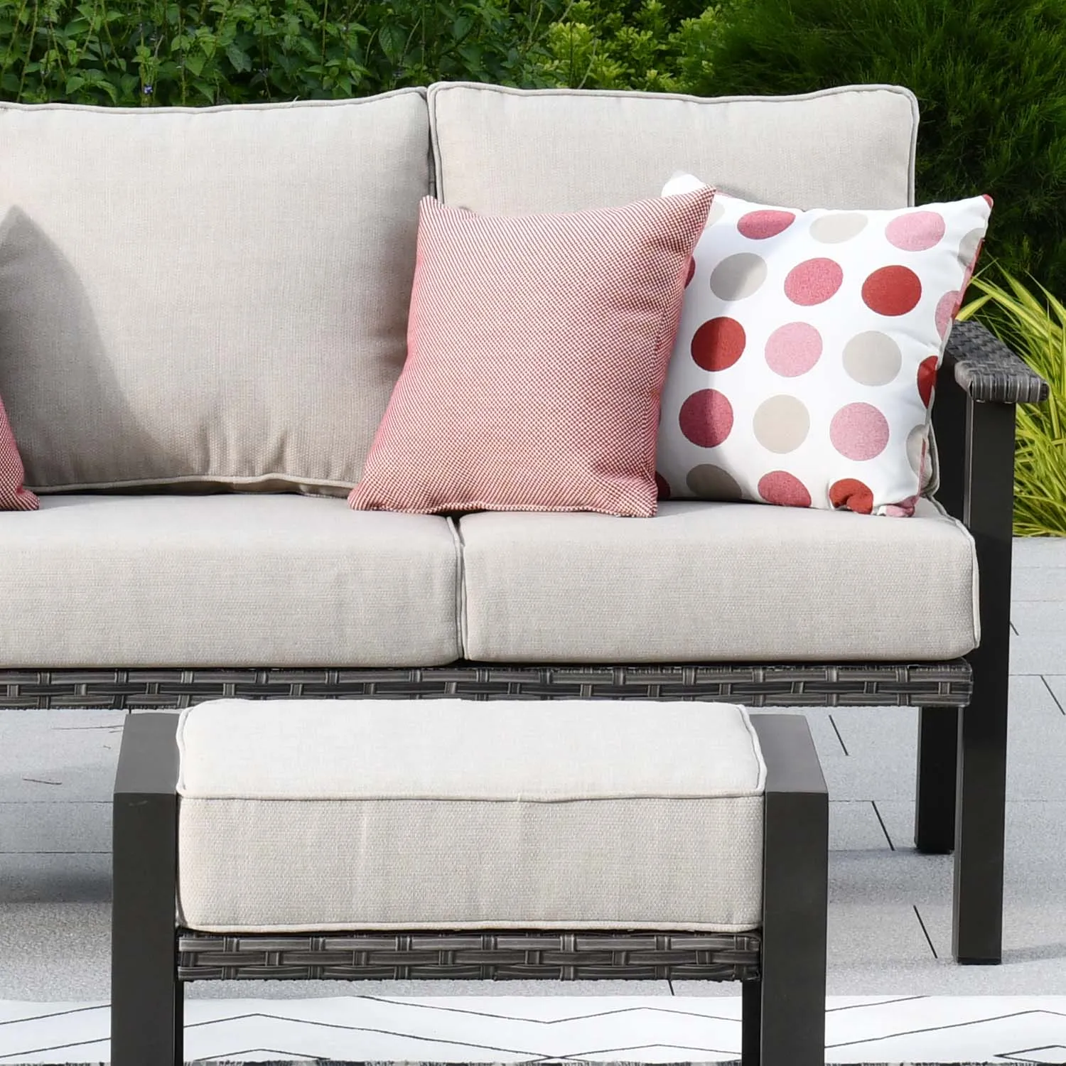 Ovios Patio Conversation Set 5 Piece with 2 Ottoman and 5'' Cushion, Olefin Fabric