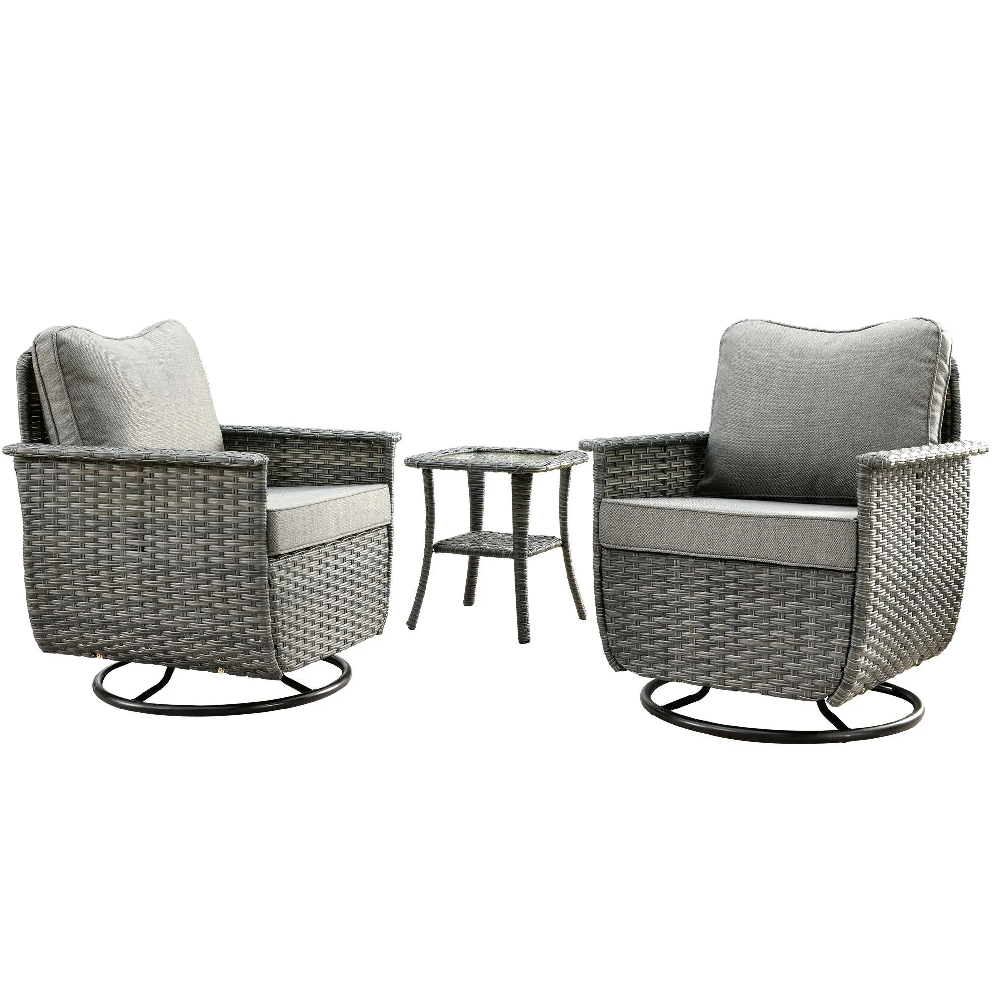 Ovios Rocking Chair Dark Grey Wicker Outdoor Table and Chairs matching Pet Sofa Series