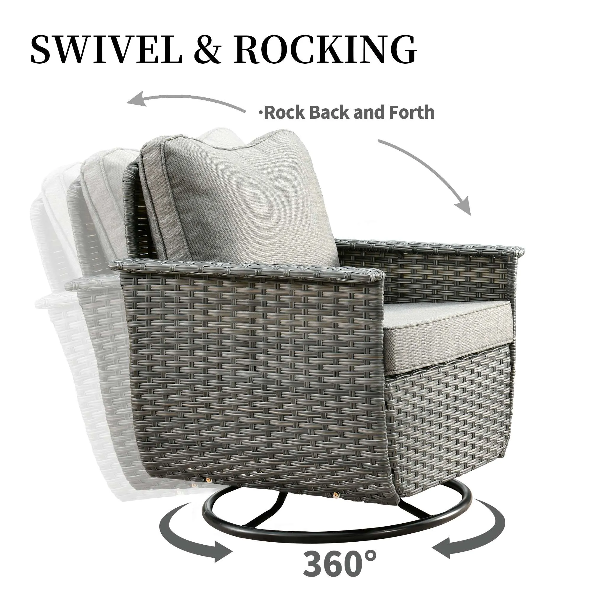 Ovios Rocking Chair Dark Grey Wicker Outdoor Table and Chairs matching Pet Sofa Series