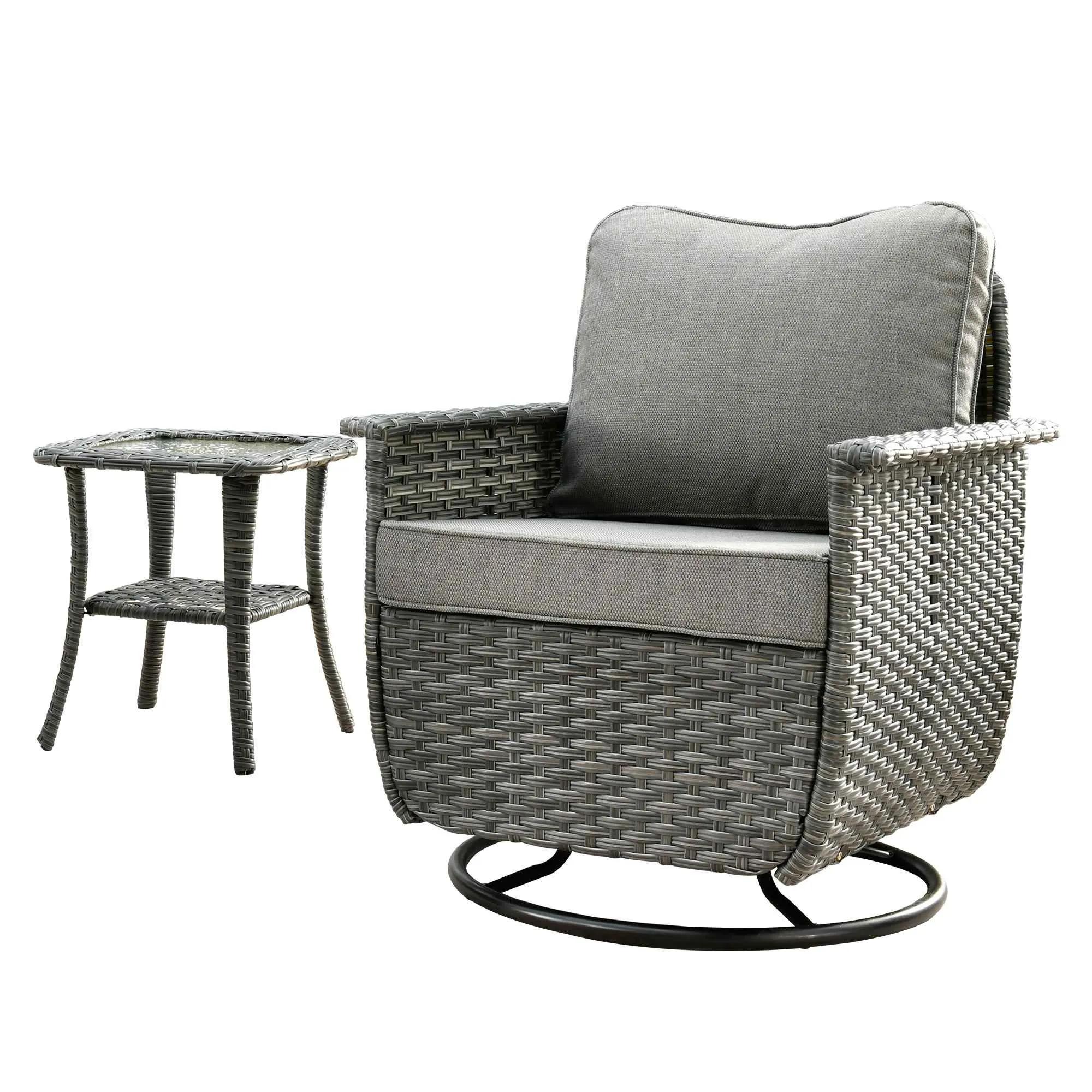 Ovios Rocking Chair Dark Grey Wicker Outdoor Table and Chairs matching Pet Sofa Series