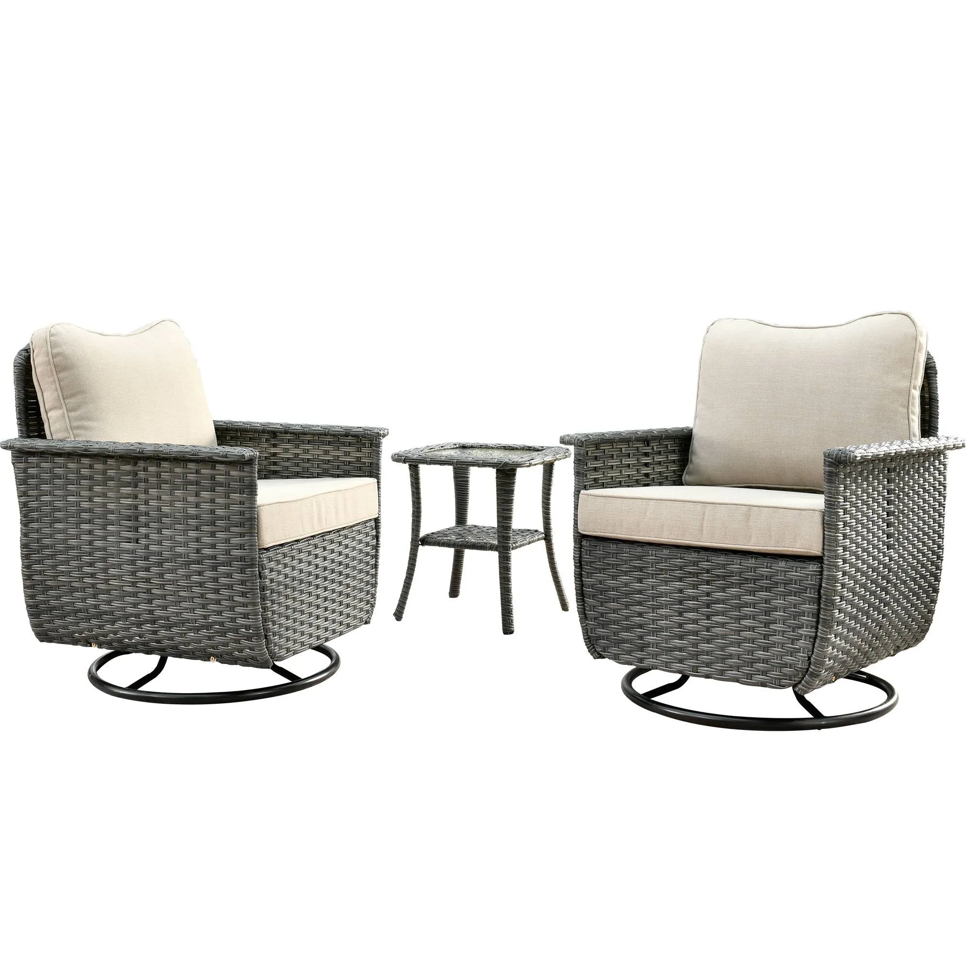 Ovios Rocking Chair Dark Grey Wicker Outdoor Table and Chairs matching Pet Sofa Series