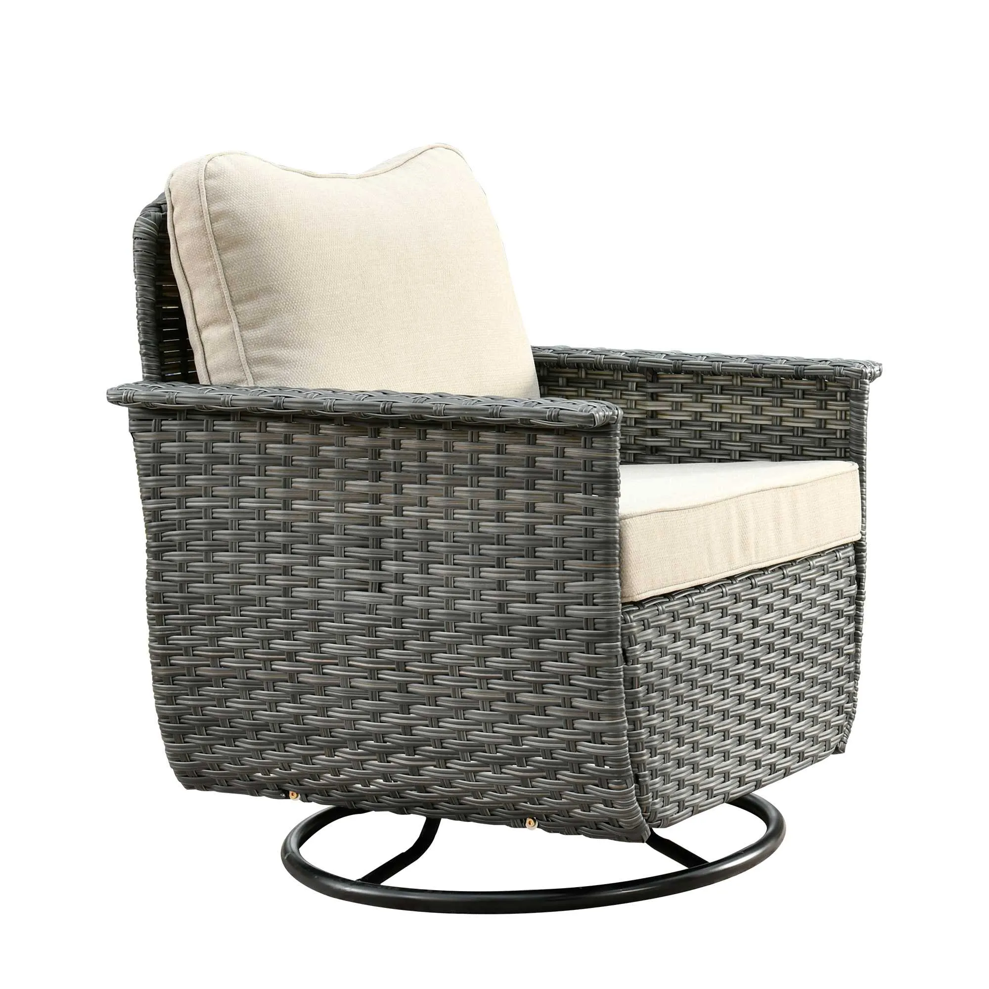 Ovios Rocking Chair Dark Grey Wicker Outdoor Table and Chairs matching Pet Sofa Series