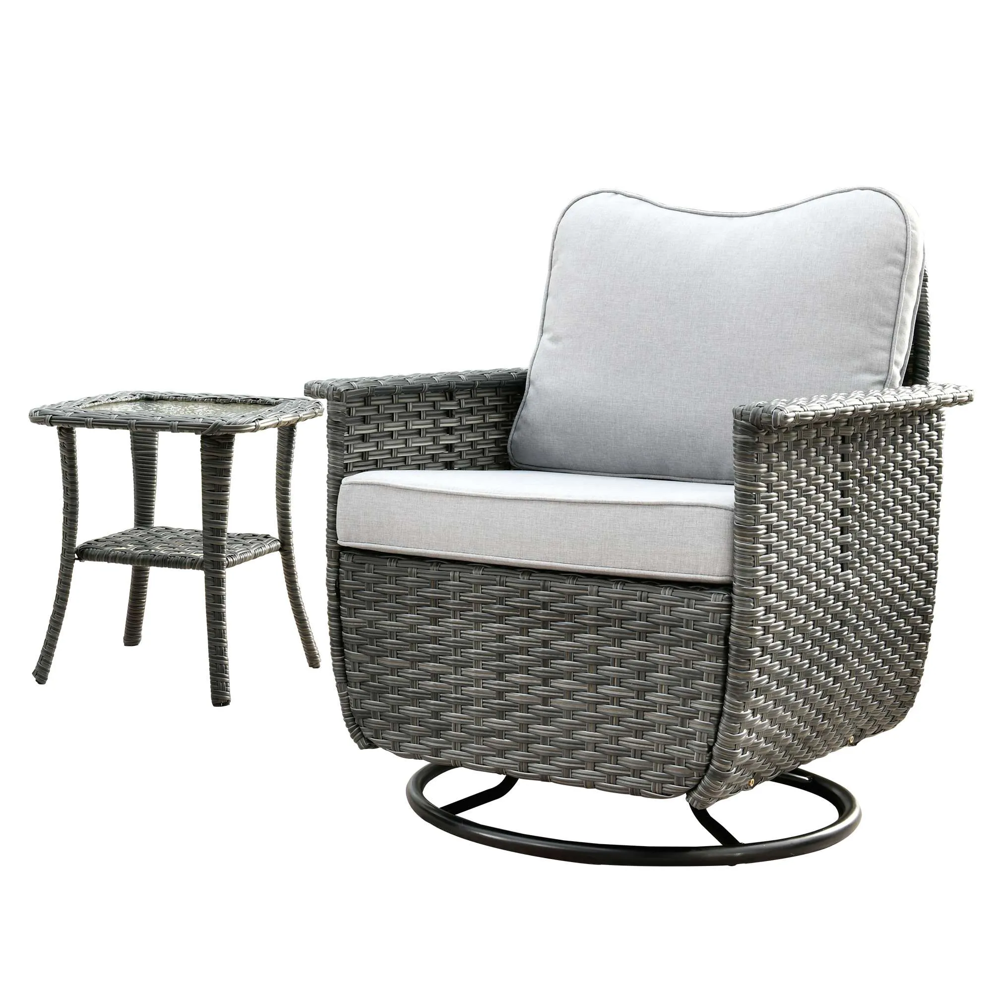 Ovios Rocking Chair Dark Grey Wicker Outdoor Table and Chairs matching Pet Sofa Series