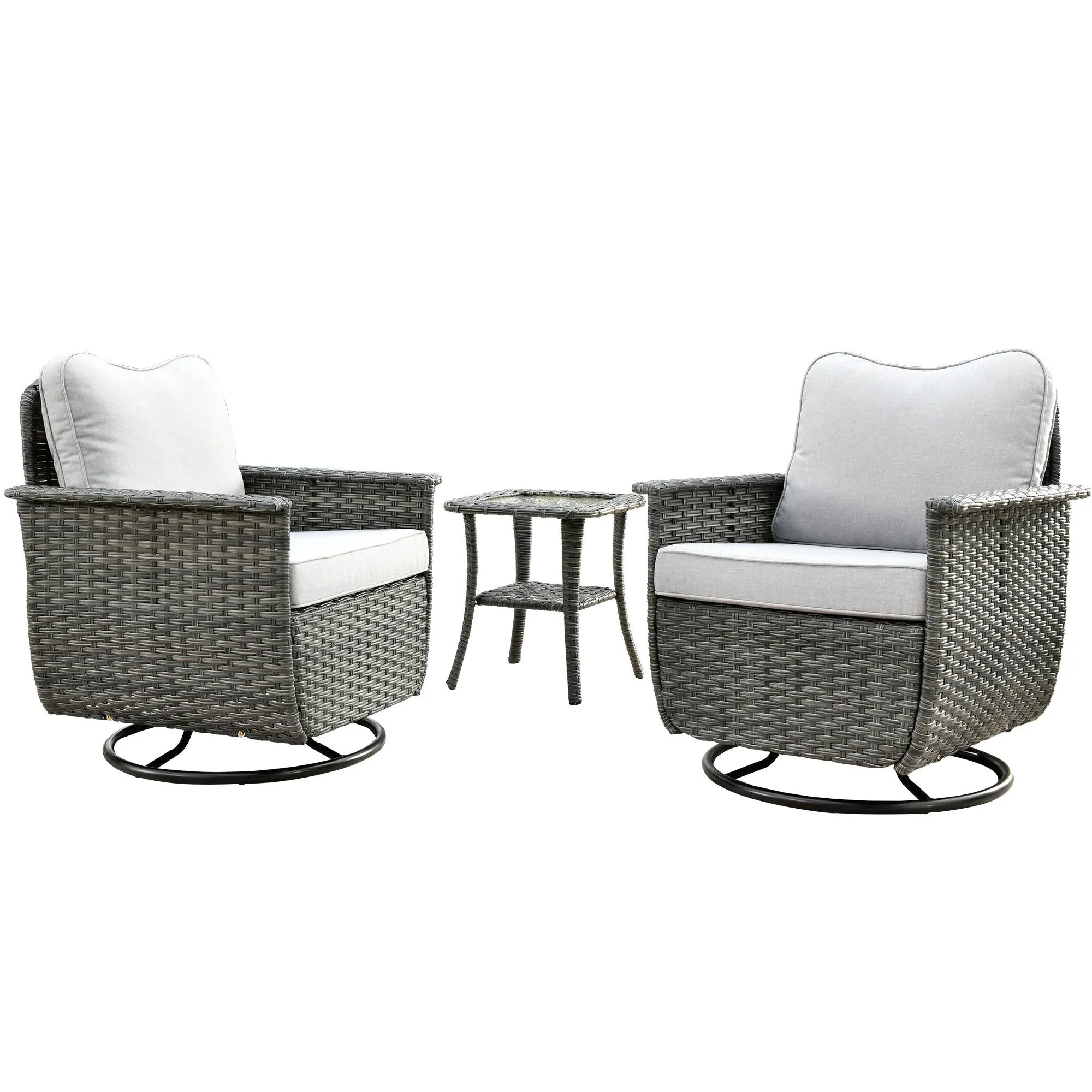 Ovios Rocking Chair Dark Grey Wicker Outdoor Table and Chairs matching Pet Sofa Series