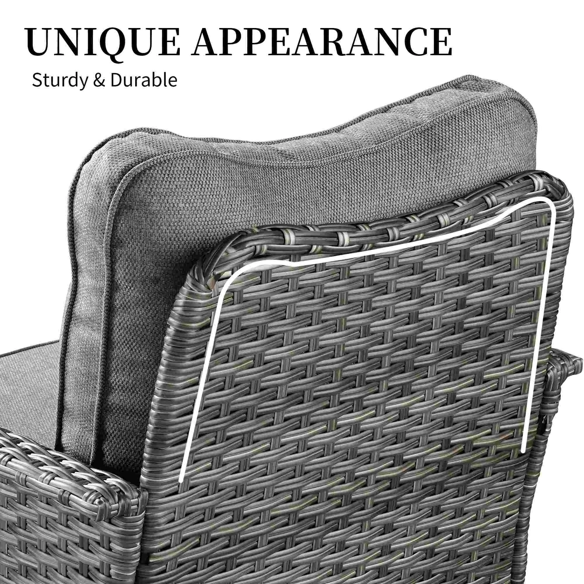 Ovios Rocking Chair Dark Grey Wicker Outdoor Table and Chairs matching Pet Sofa Series