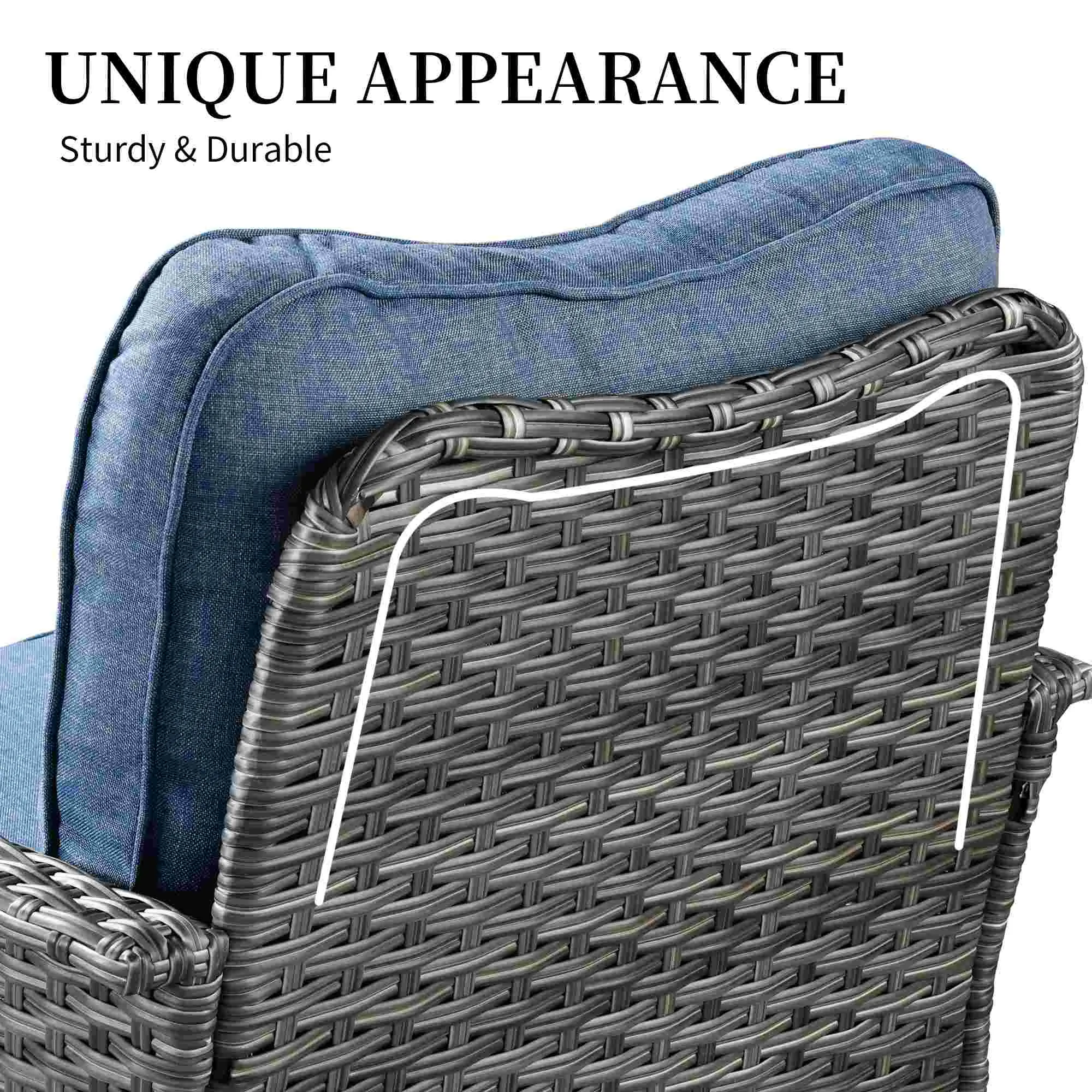 Ovios Rocking Chair Dark Grey Wicker Outdoor Table and Chairs matching Pet Sofa Series