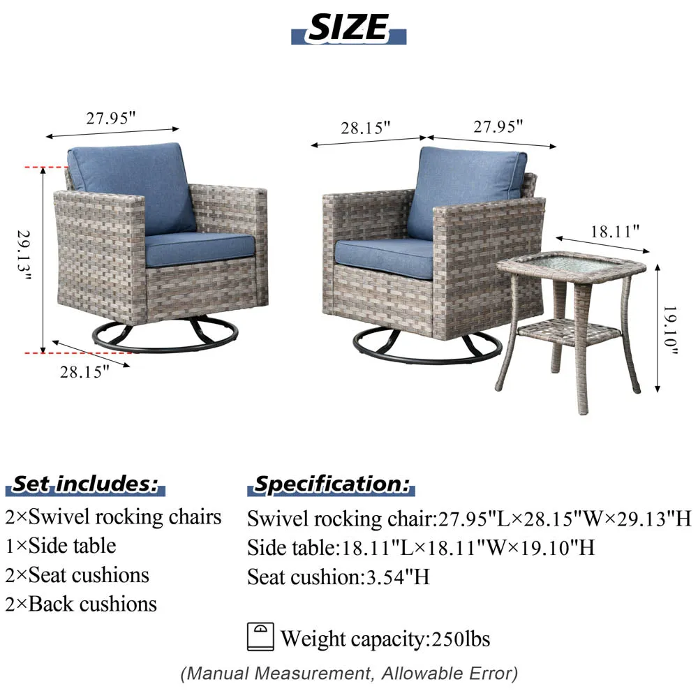 Ovios Rocking Chair Outdoor Table and Chairs matching BBR broad handrails series