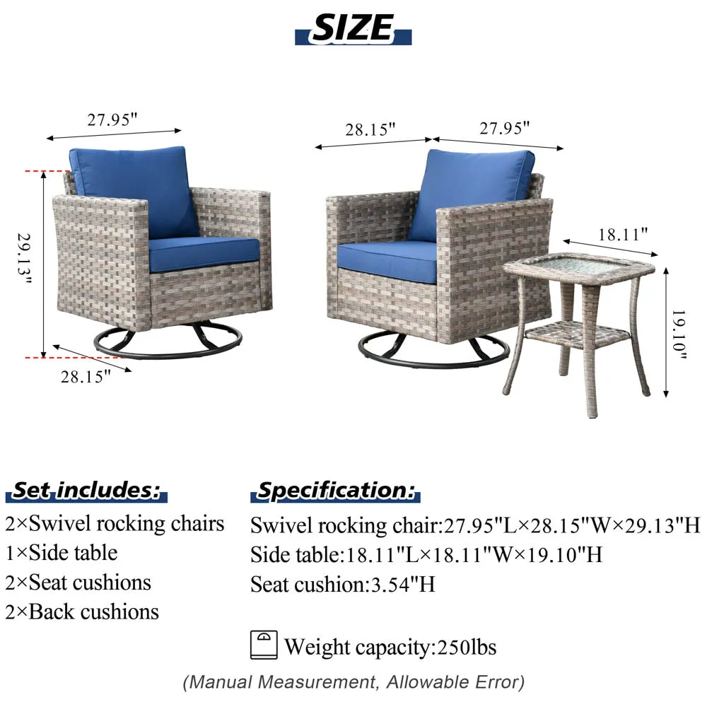 Ovios Rocking Chair Outdoor Table and Chairs matching BBR broad handrails series