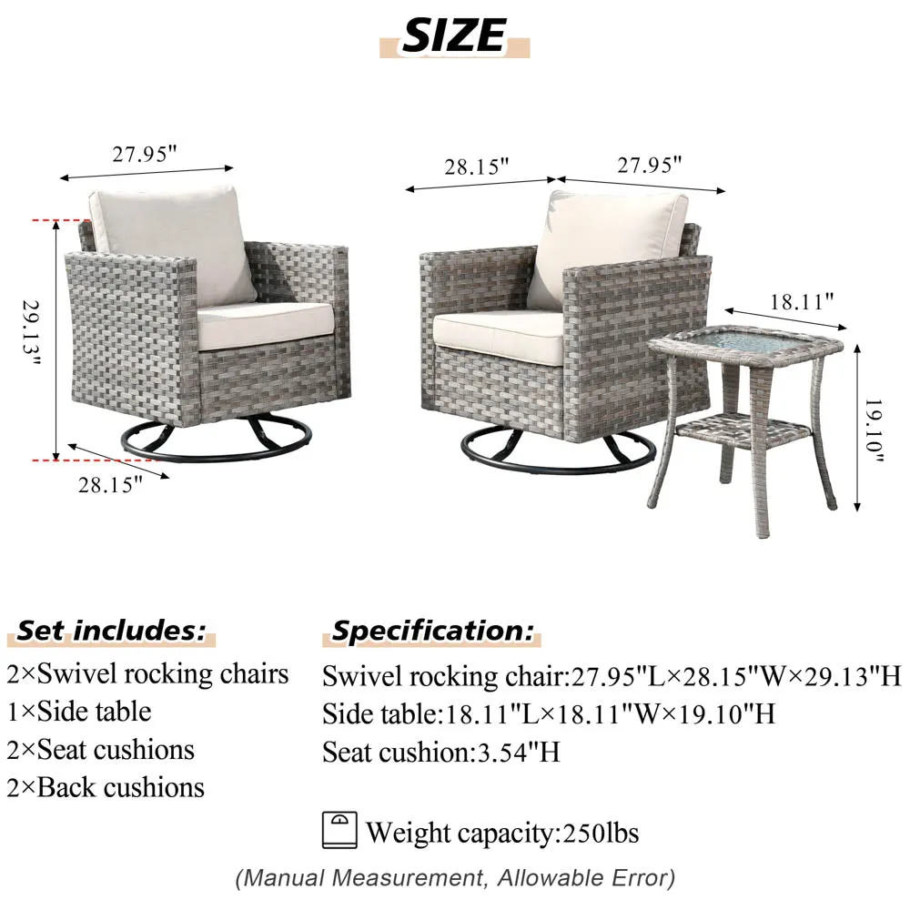 Ovios Rocking Chair Outdoor Table and Chairs matching BBR broad handrails series