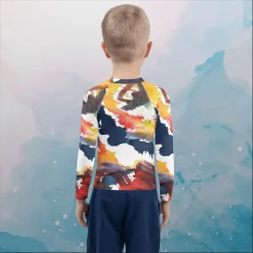 Primary Color Pallet Paint Print Kids Rash Guard