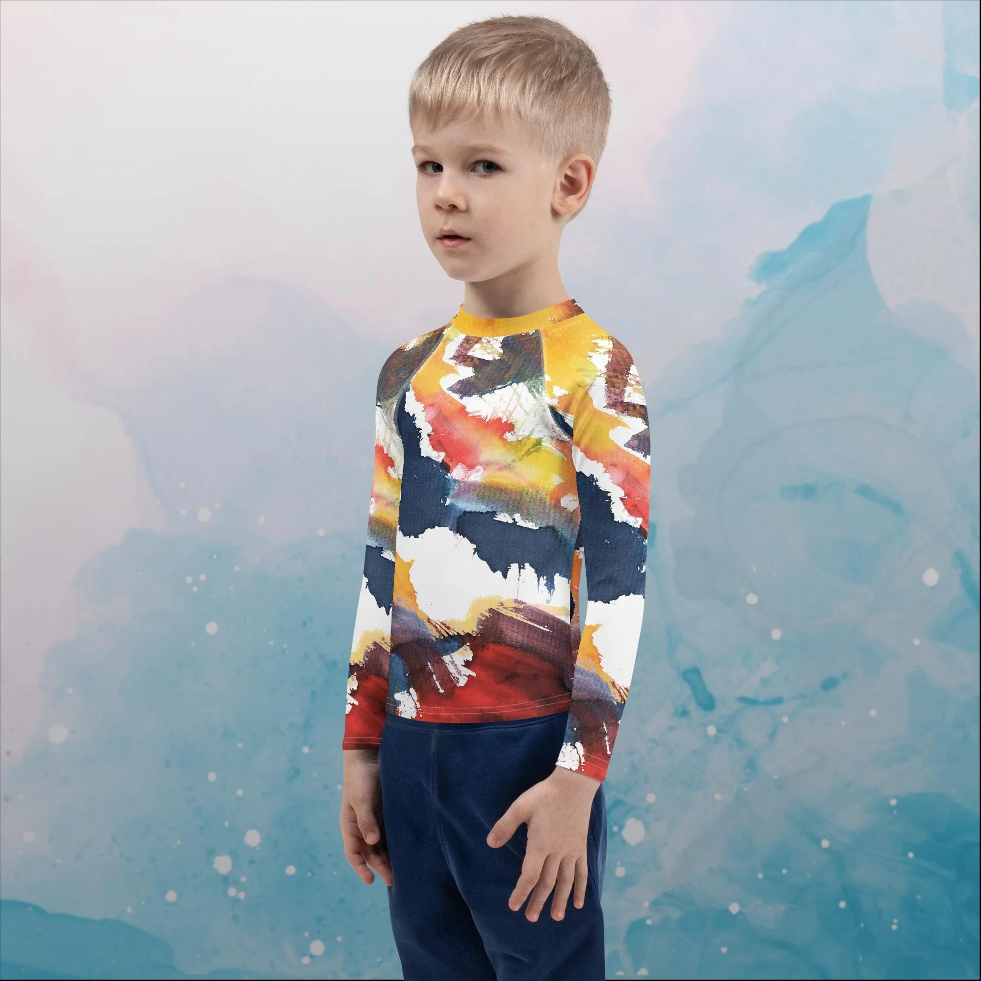 Primary Color Pallet Paint Print Kids Rash Guard