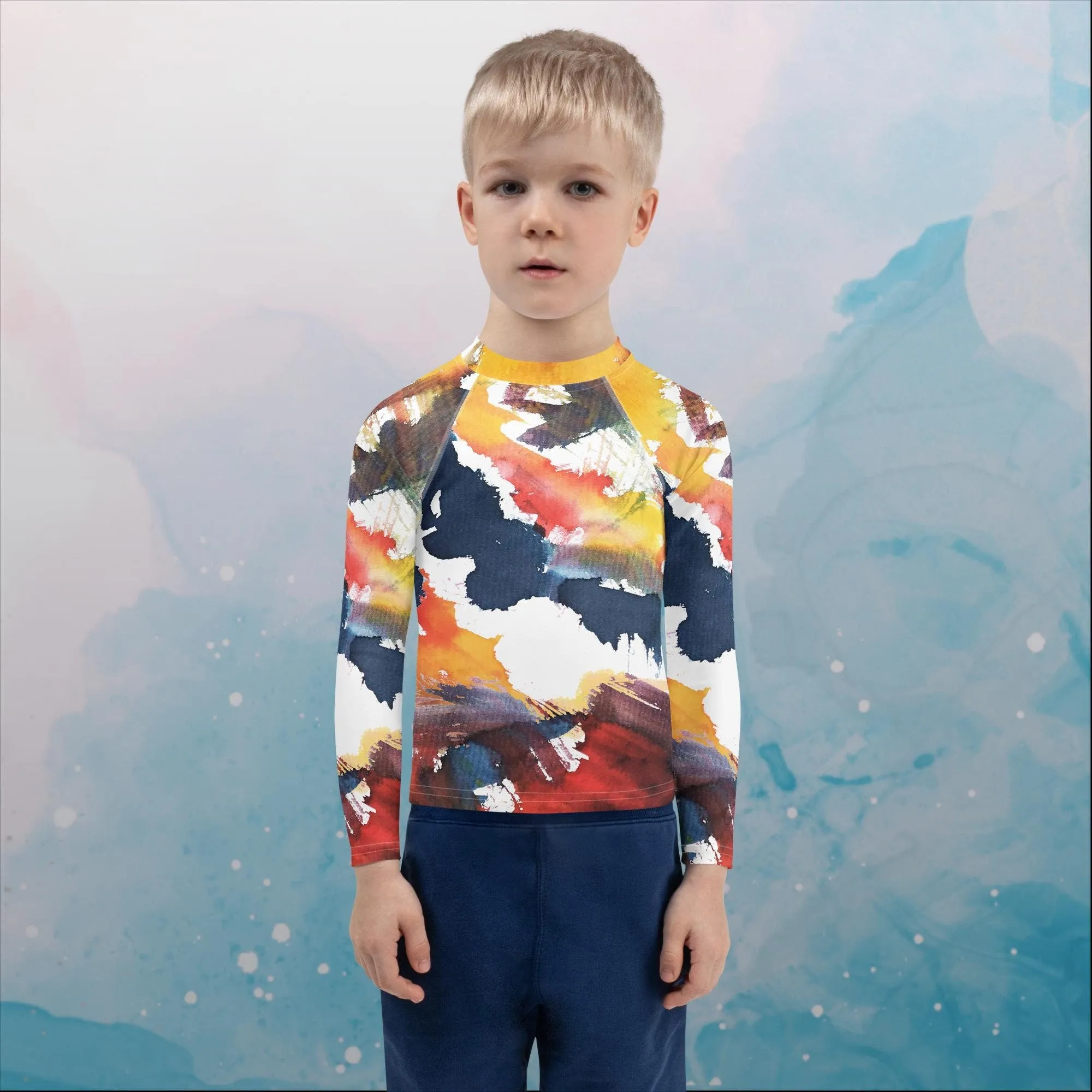 Primary Color Pallet Paint Print Kids Rash Guard