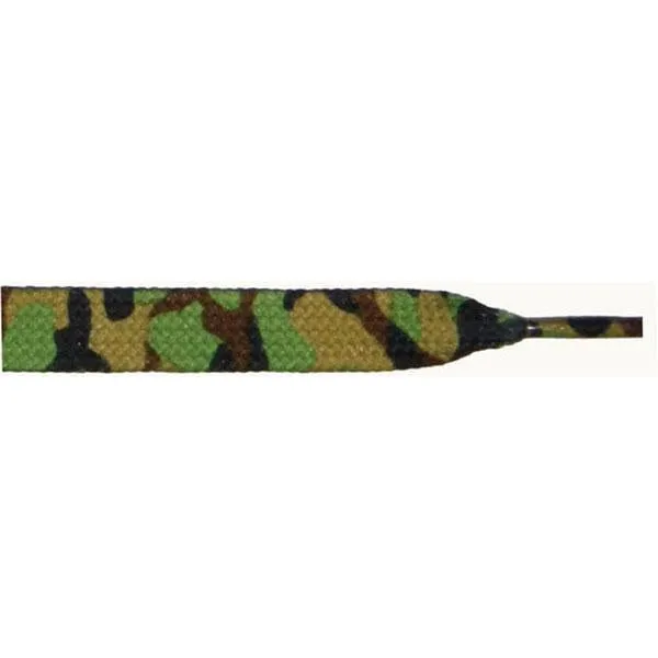 Printed 3/8 Flat Laces - Green Camouflage (12 Pair Pack) Shoelaces