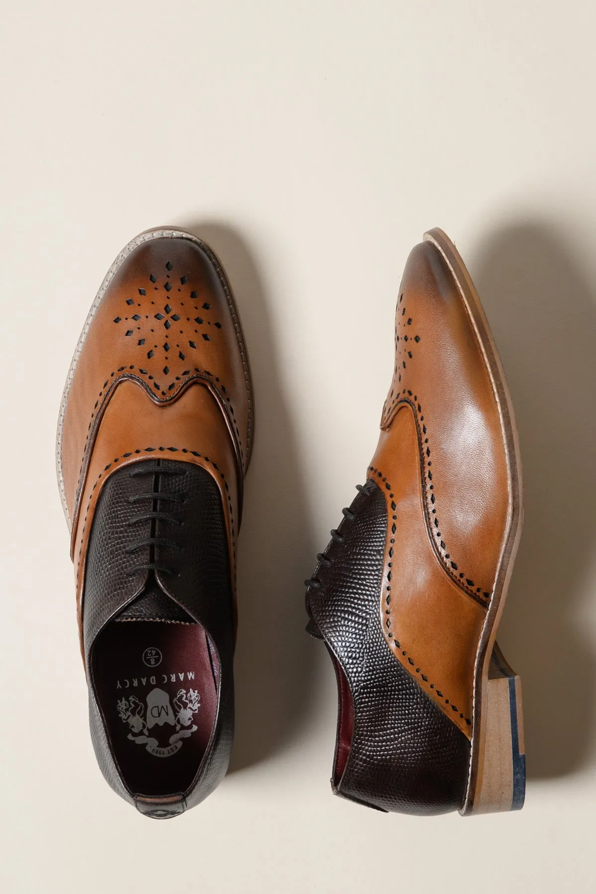 RYAN - Tan Brown Leather Wingtip Brogue Shoe