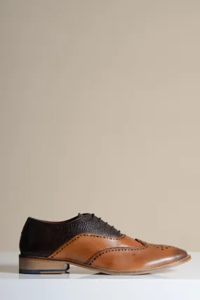 RYAN - Tan Brown Leather Wingtip Brogue Shoe