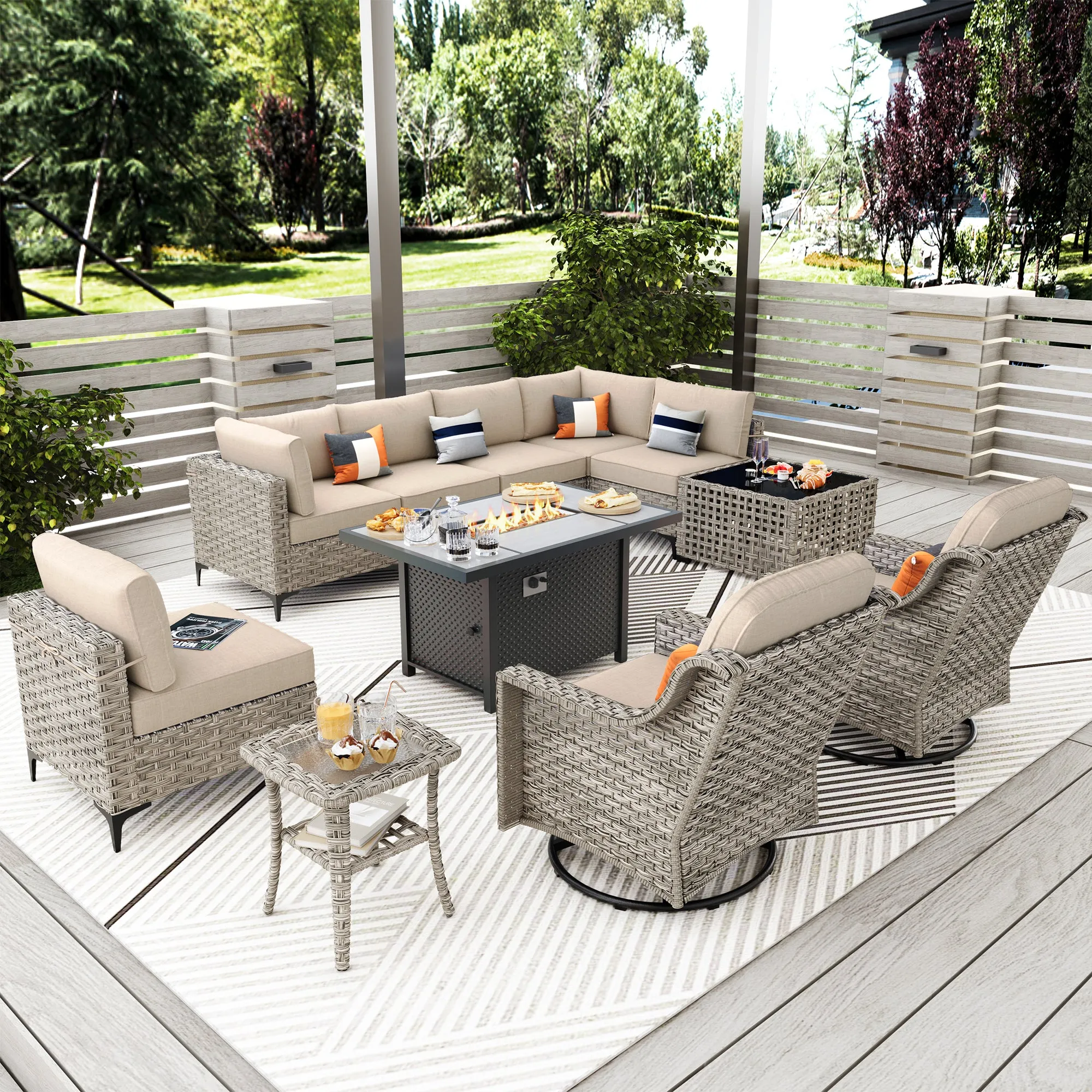 SKT Series - Sectional Outdoor Furniture Set 11-Piece