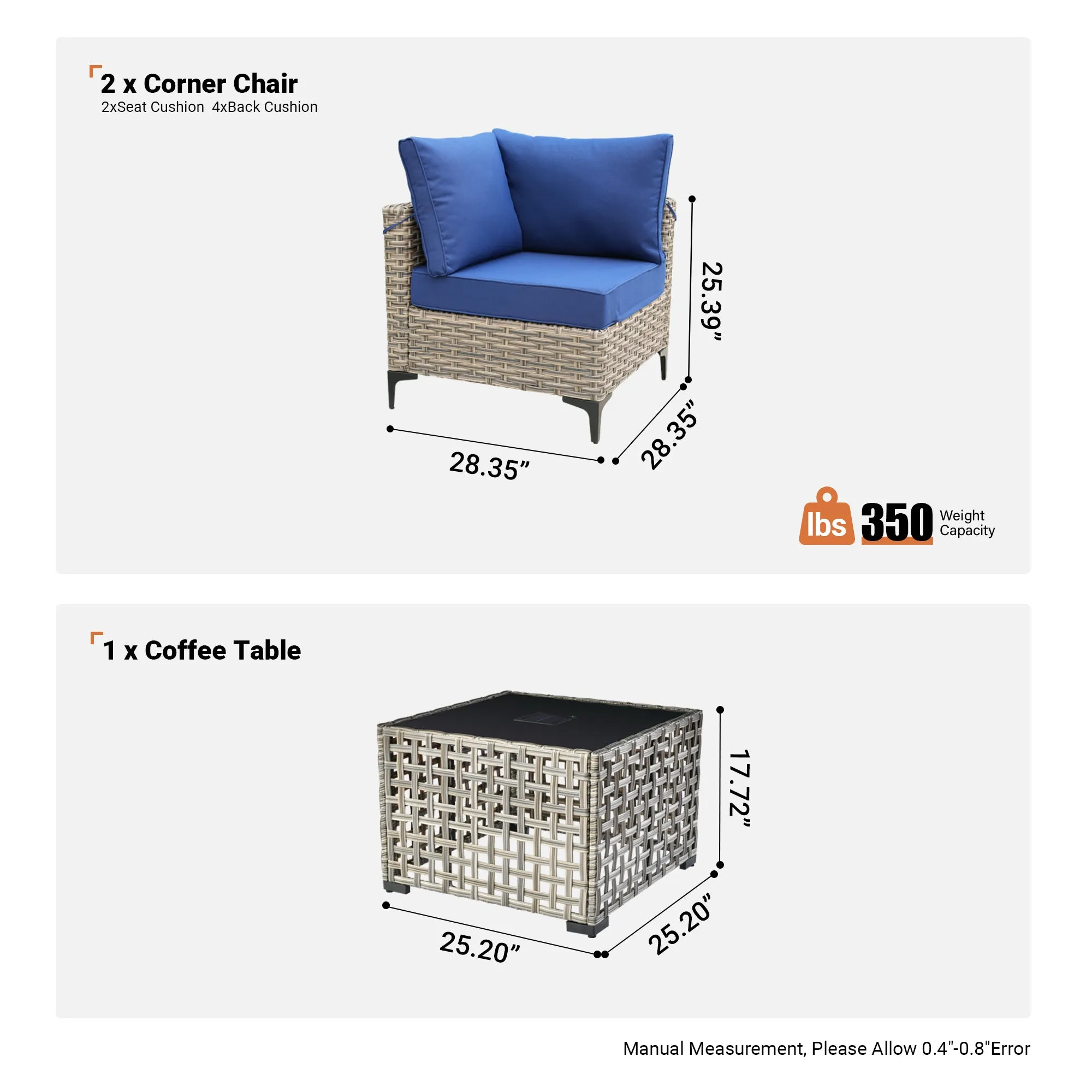 SKT Series - Sectional Outdoor Furniture Set 3-Piece