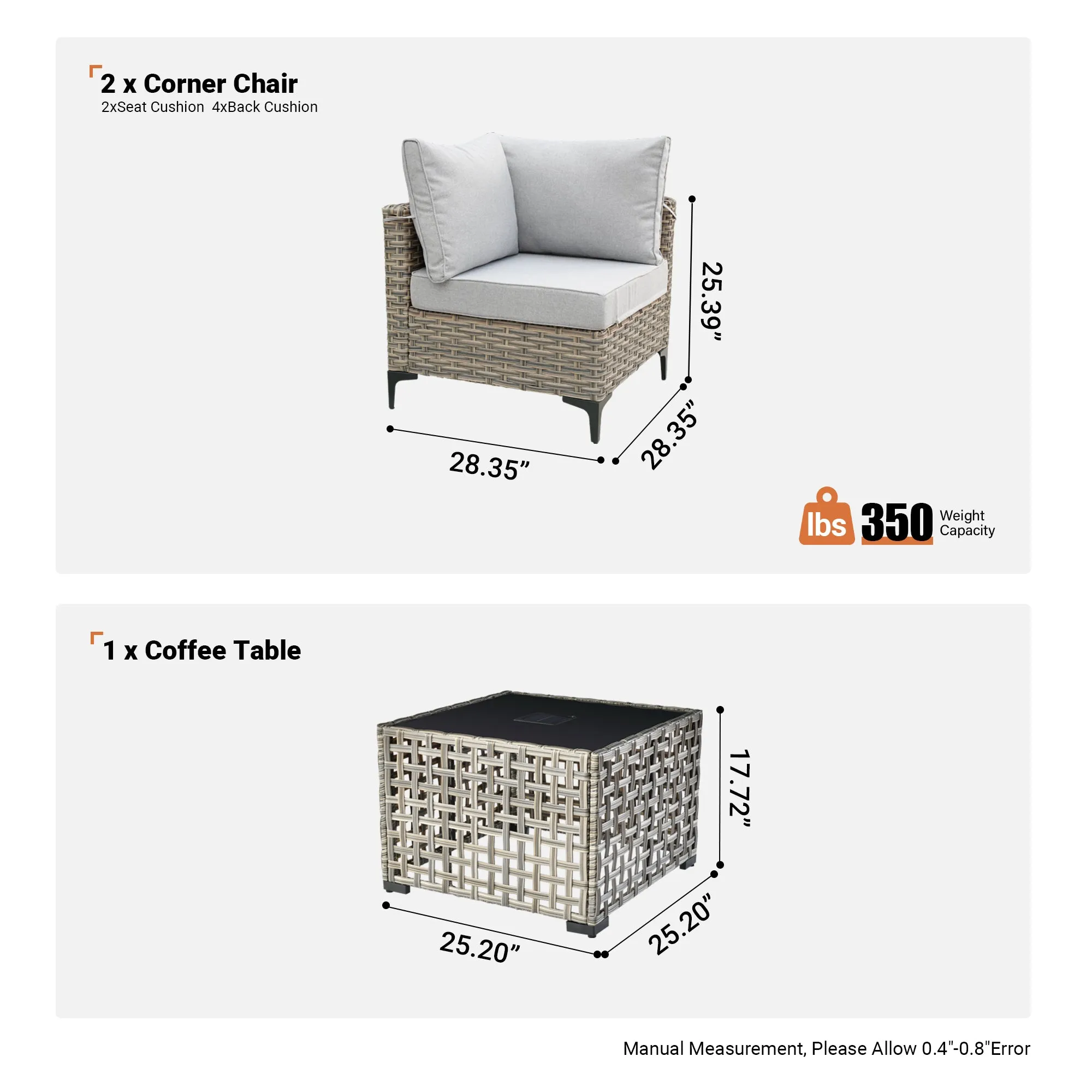 SKT Series - Sectional Outdoor Furniture Set 3-Piece