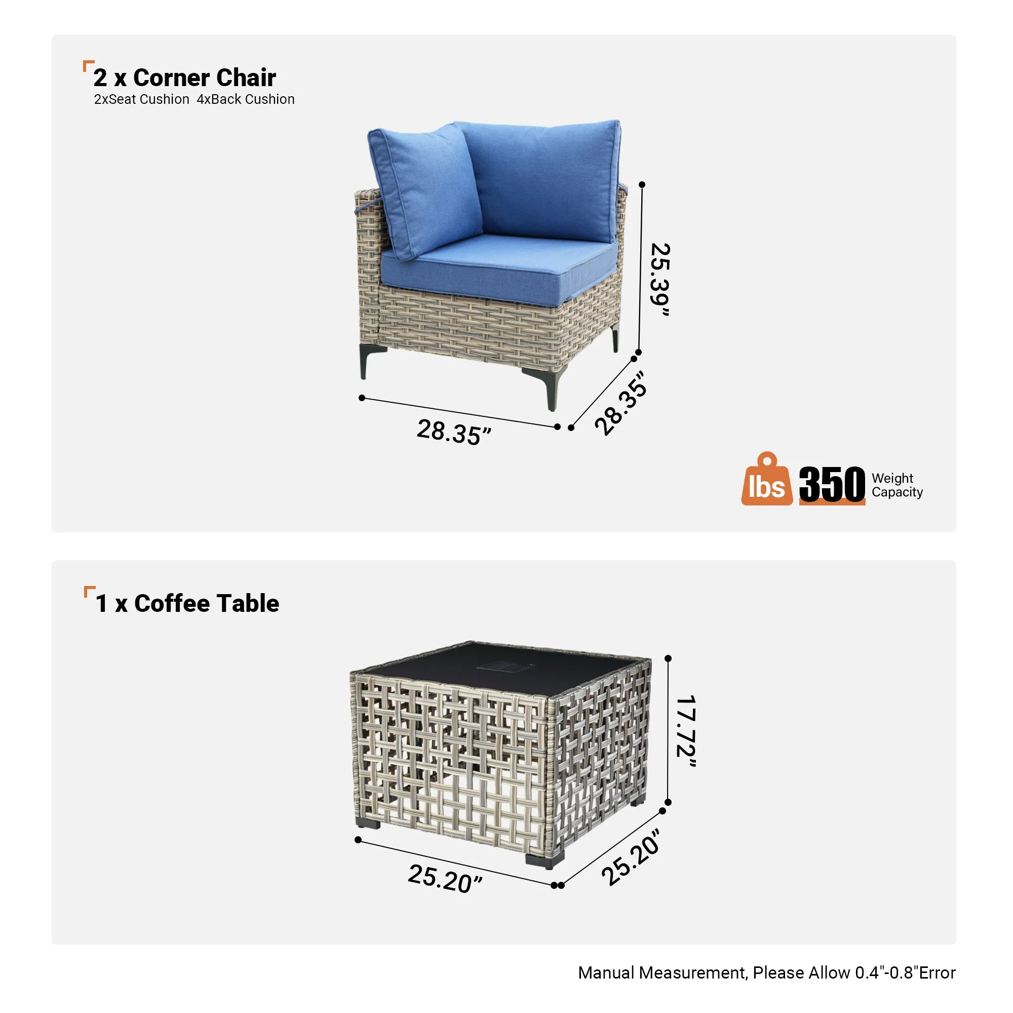 SKT Series - Sectional Outdoor Furniture Set 3-Piece