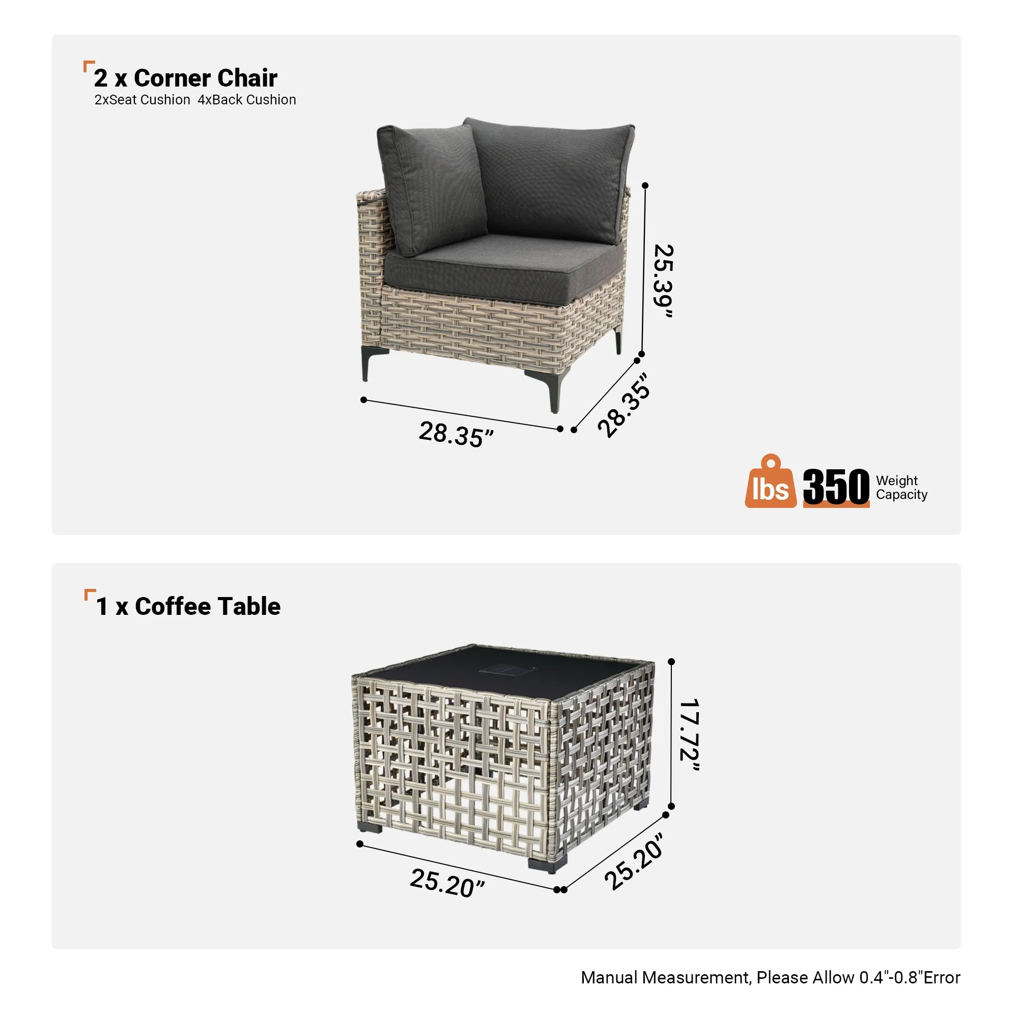 SKT Series - Sectional Outdoor Furniture Set 3-Piece