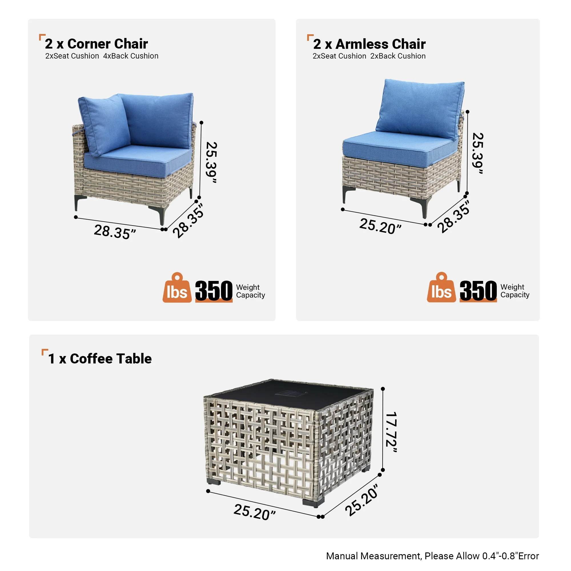 SKT Series - Sectional Outdoor Furniture Set 5-Piece