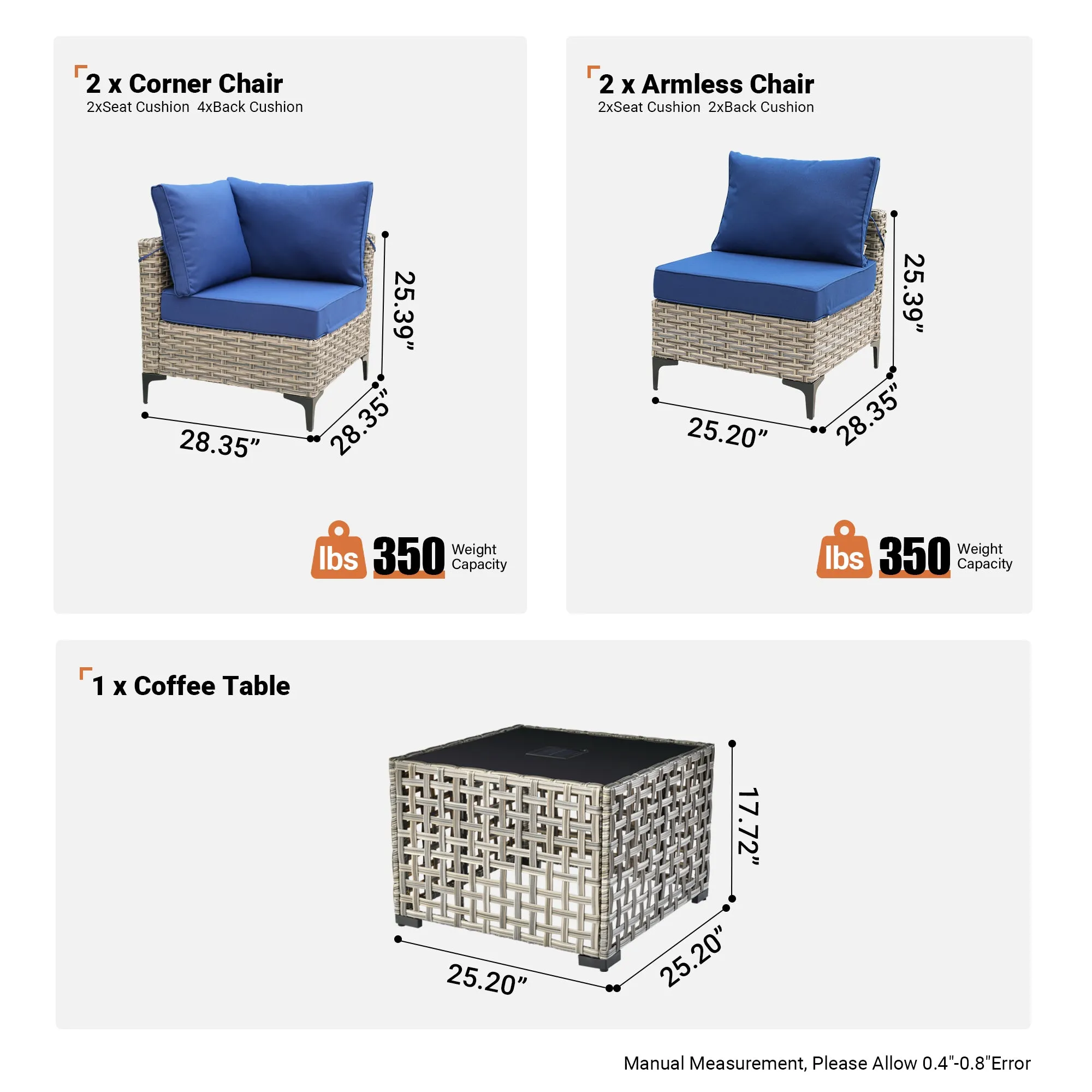 SKT Series - Sectional Outdoor Furniture Set 5-Piece