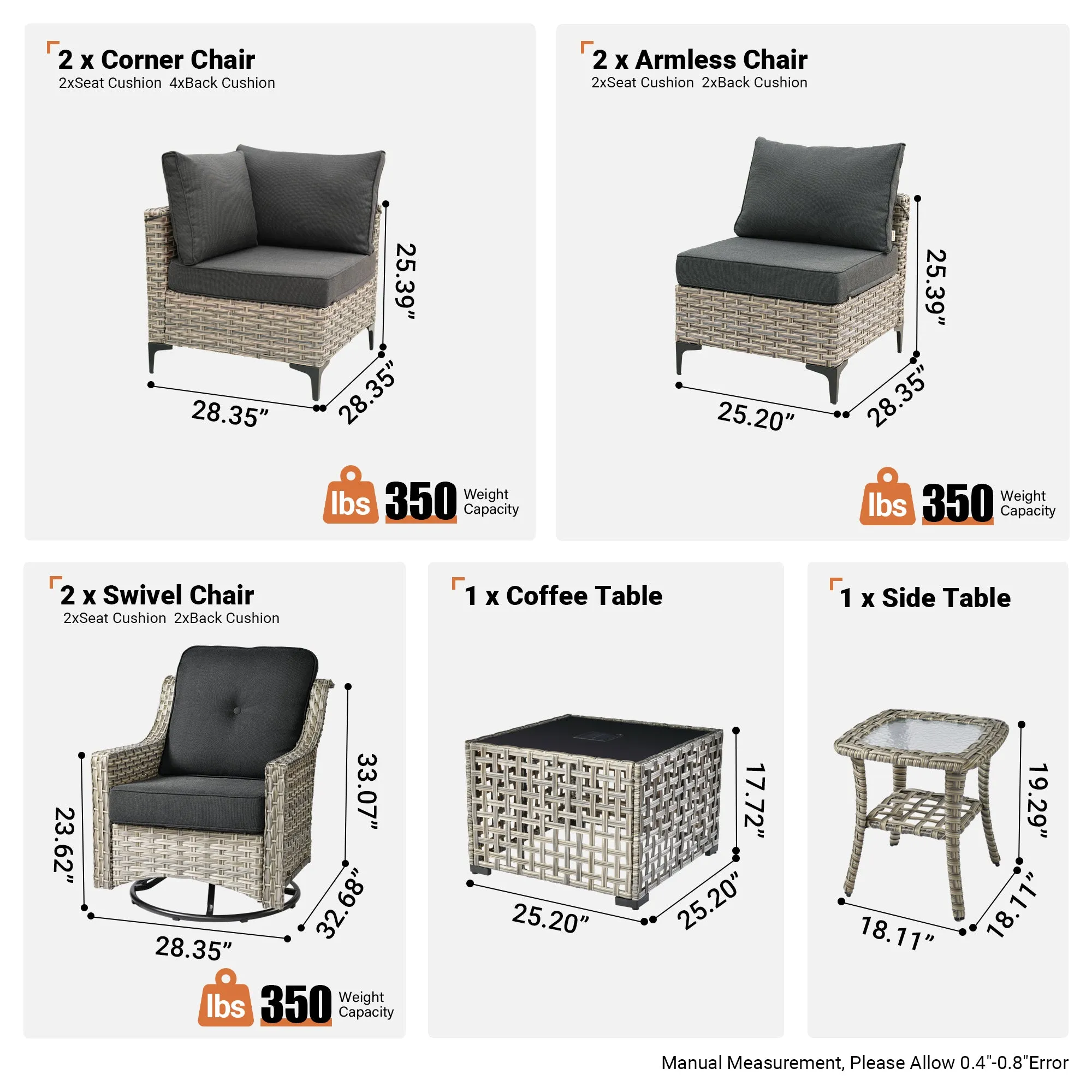 SKT Series - Sectional Outdoor Furniture Set 8-Piece