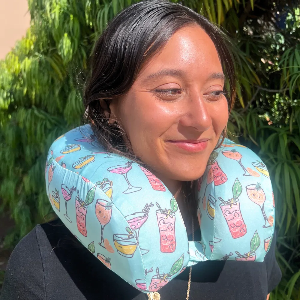 Tropical Cocktails Satin Memory Foam Neck Pillow