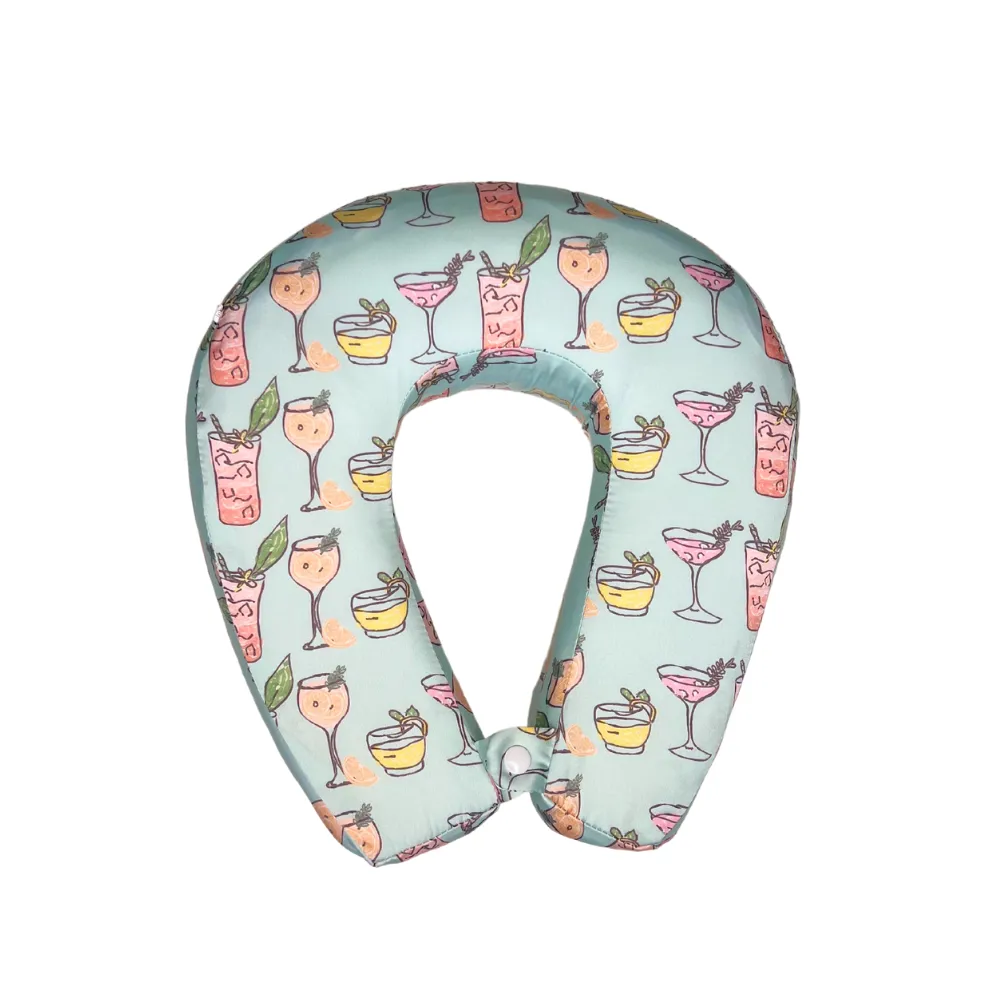 Tropical Cocktails Satin Memory Foam Neck Pillow