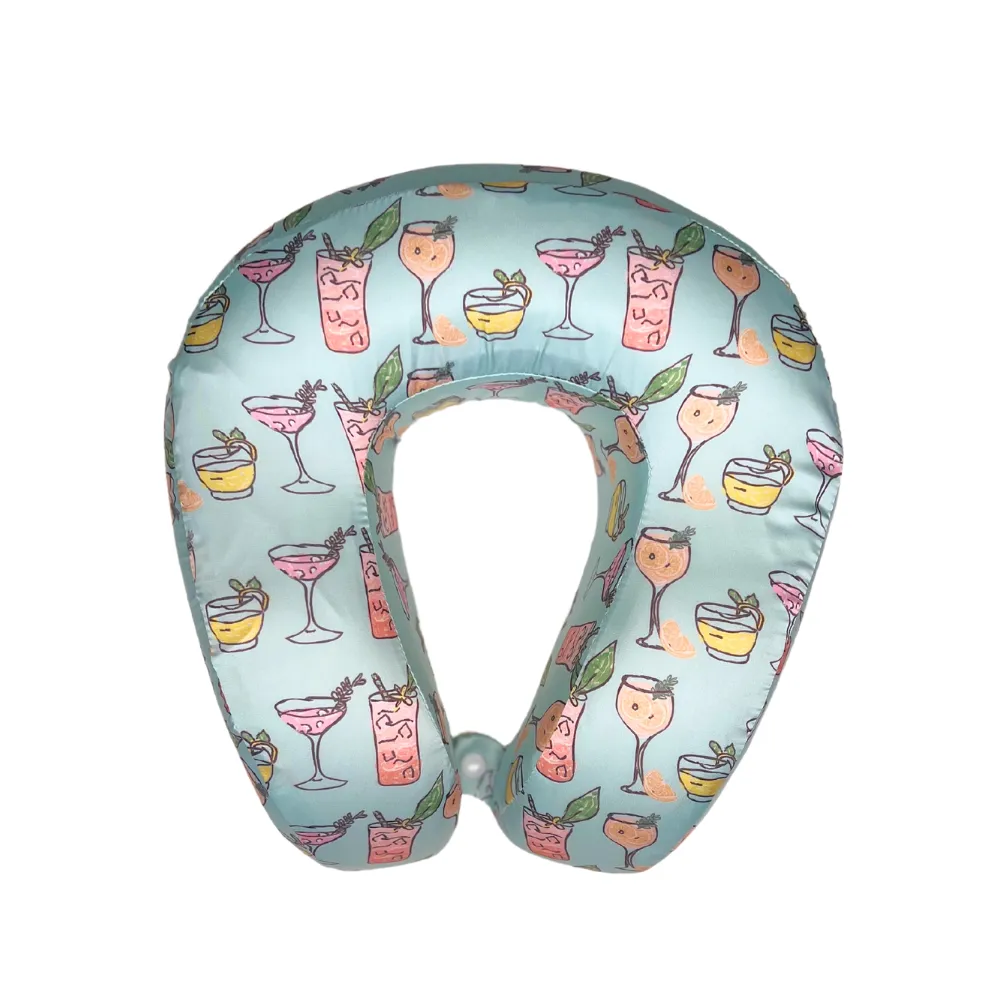 Tropical Cocktails Satin Memory Foam Neck Pillow