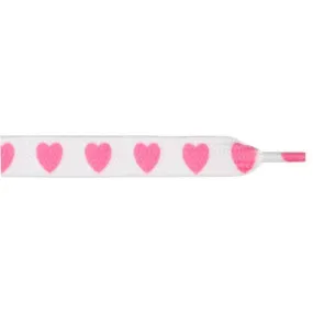 Wholesale Printed Flat 3/8 - Pink Heart (12 Pair Pack) Shoelaces