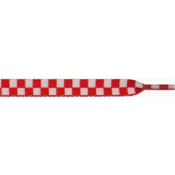 Wholesale Printed Flat 3/8 - White/Red Checker Large (12 Pair Pack) Shoelaces