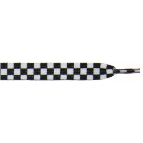 Wholesale Printed Flat 9/16 - White/Black Checker Large (12 Pair Pack) Shoelaces