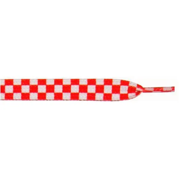 Wholesale Printed Flat 9/16 - White/Red Checker Large (12 Pair Pack) Shoelaces